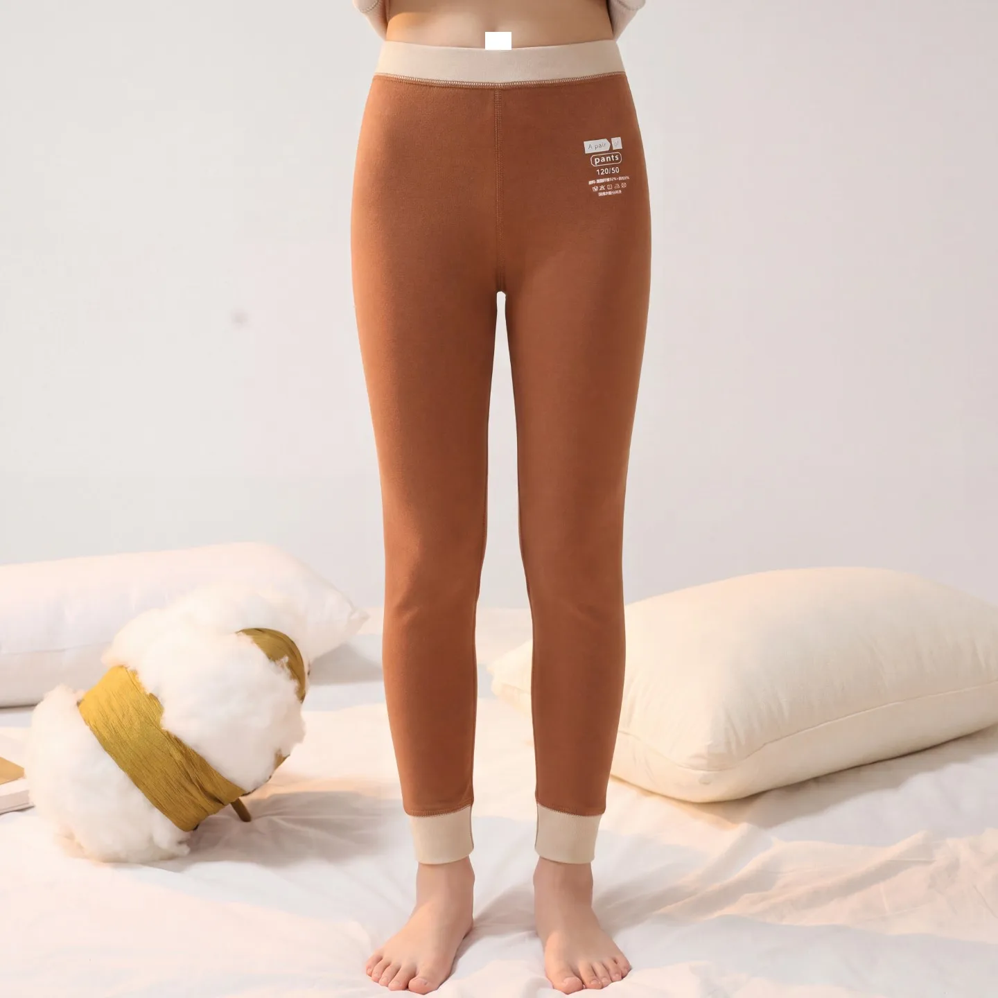 Autumn Winter Thermal Winter Warm Underwear Pants Patchwork Lined Long Leggings Elastic Waistband Kids legging for 2-14Years