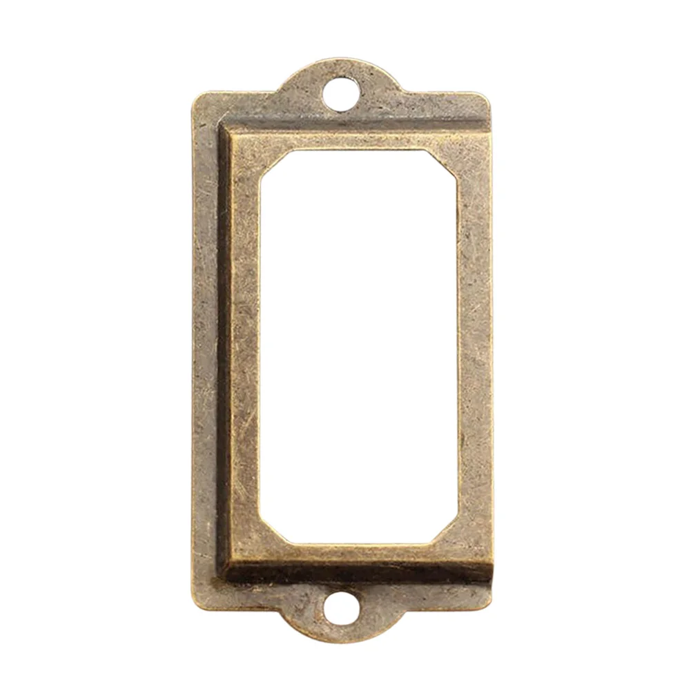 12pcs Business Card Handle Antique Brass Metal Label Pull Handle Vintage Multi-function Convenient for Furniture Cabinet