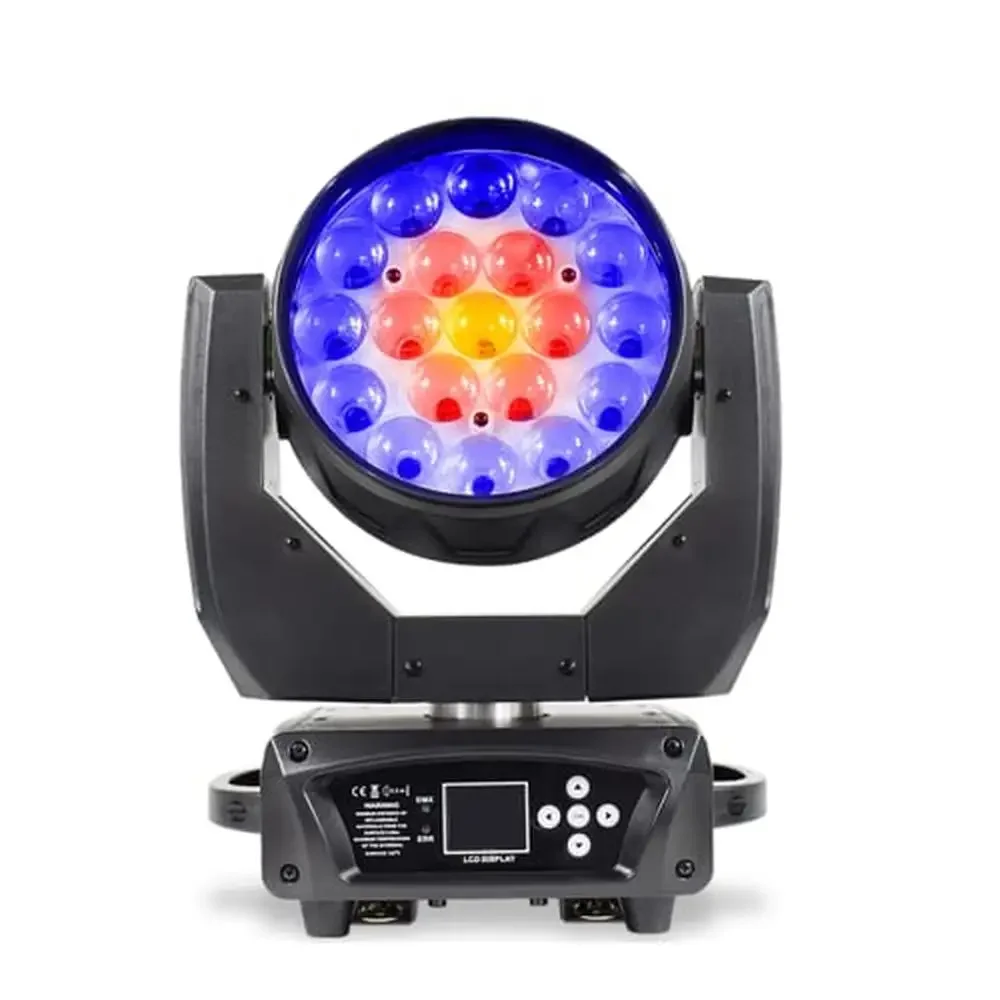 

Moving Head Light RGBW 4in1 LED Zoom Beam Wash DJ Disco Nightclub Effect Dmx Control 19x15W Super Bright Quad Source Flower