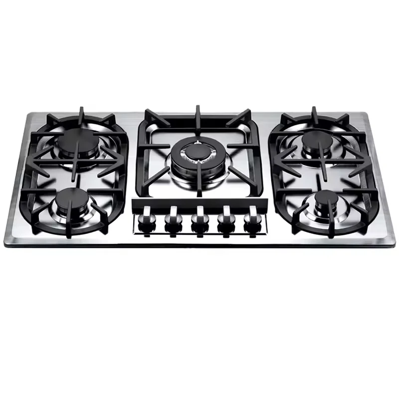 Hot selling gas cooker LPG smart gas cooktops stainless steels top  5 burner gas stove for kitchen