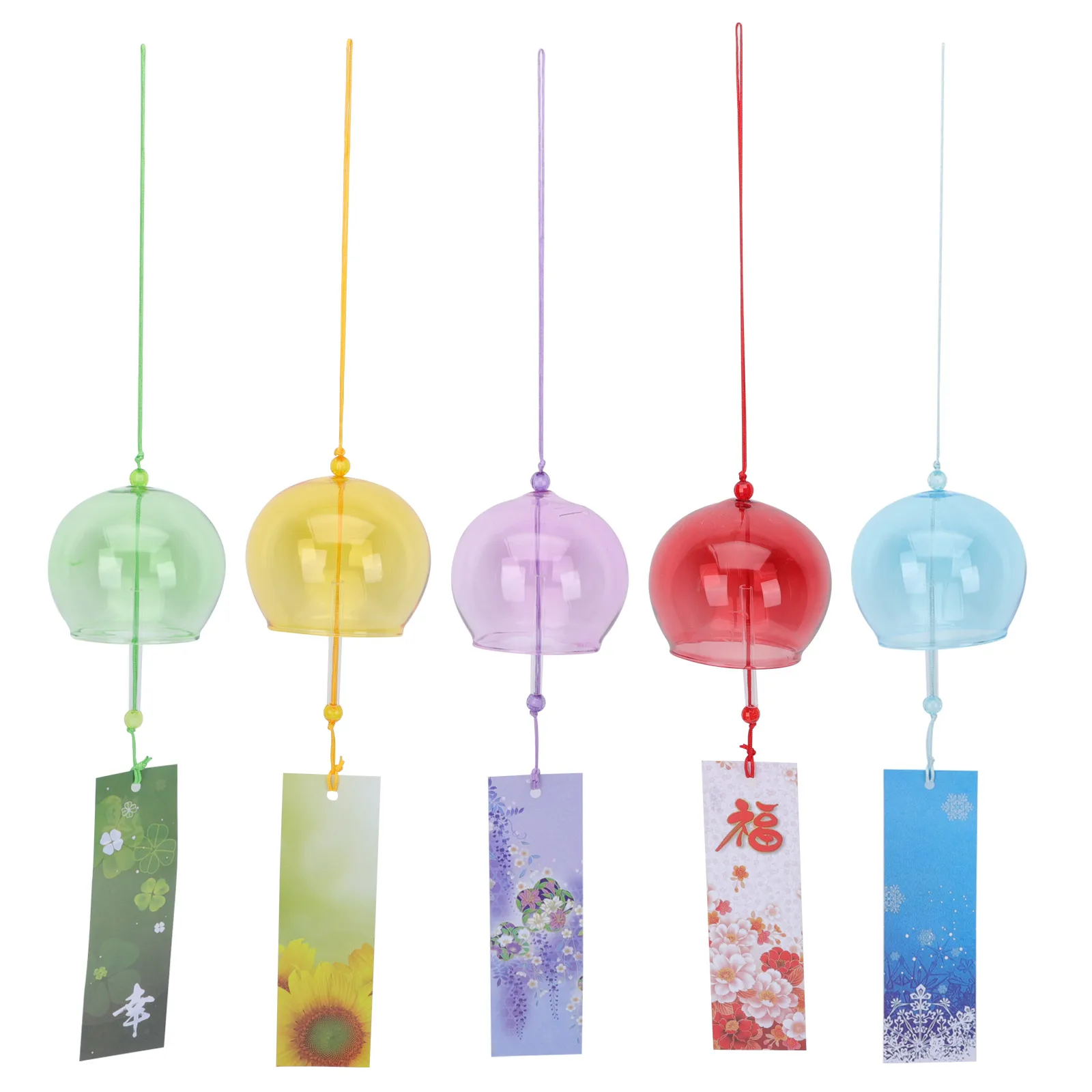 

5Pcs Japanese Style Wind Chimes Colorful Glass Wind Chime Balcony Pendants Blessing Bells Christmas Gift Home Hanging Decor gift