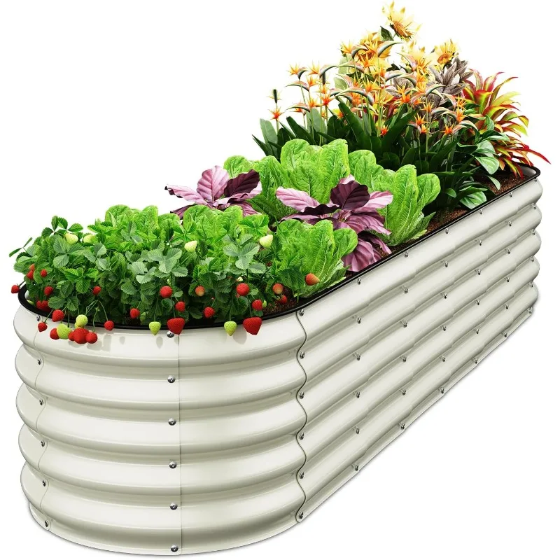 

8x2x1.5 FT Galvanized Raised Garden Bed Kit, 7 in 1 Large Metal Planter Box for Outdoor Gardening, 18” Garden Bed for Vegetables