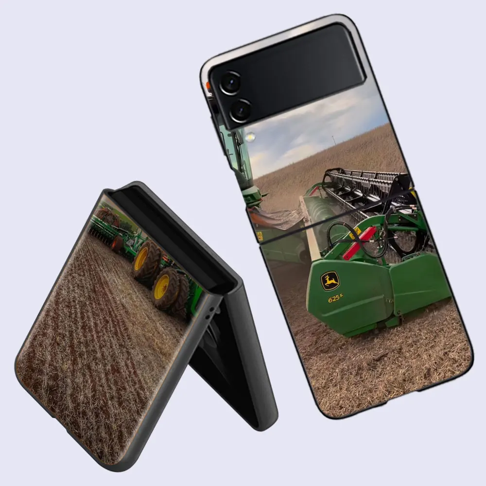 Farm Machinery Harvesters Phone Case For Fundas Samsung Galaxy Z Flip 5 6 Flip 4 3 5G Back Hard Capa Coque TPU PC Shell CoverFar