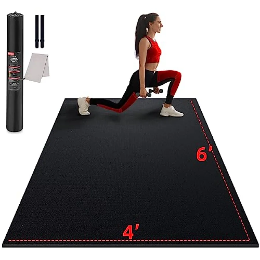 Home workout exercise mat, high-density EVA foam, black, extra thick 7mm for cardio, jump rope, MMA, weights, shoe-friendly