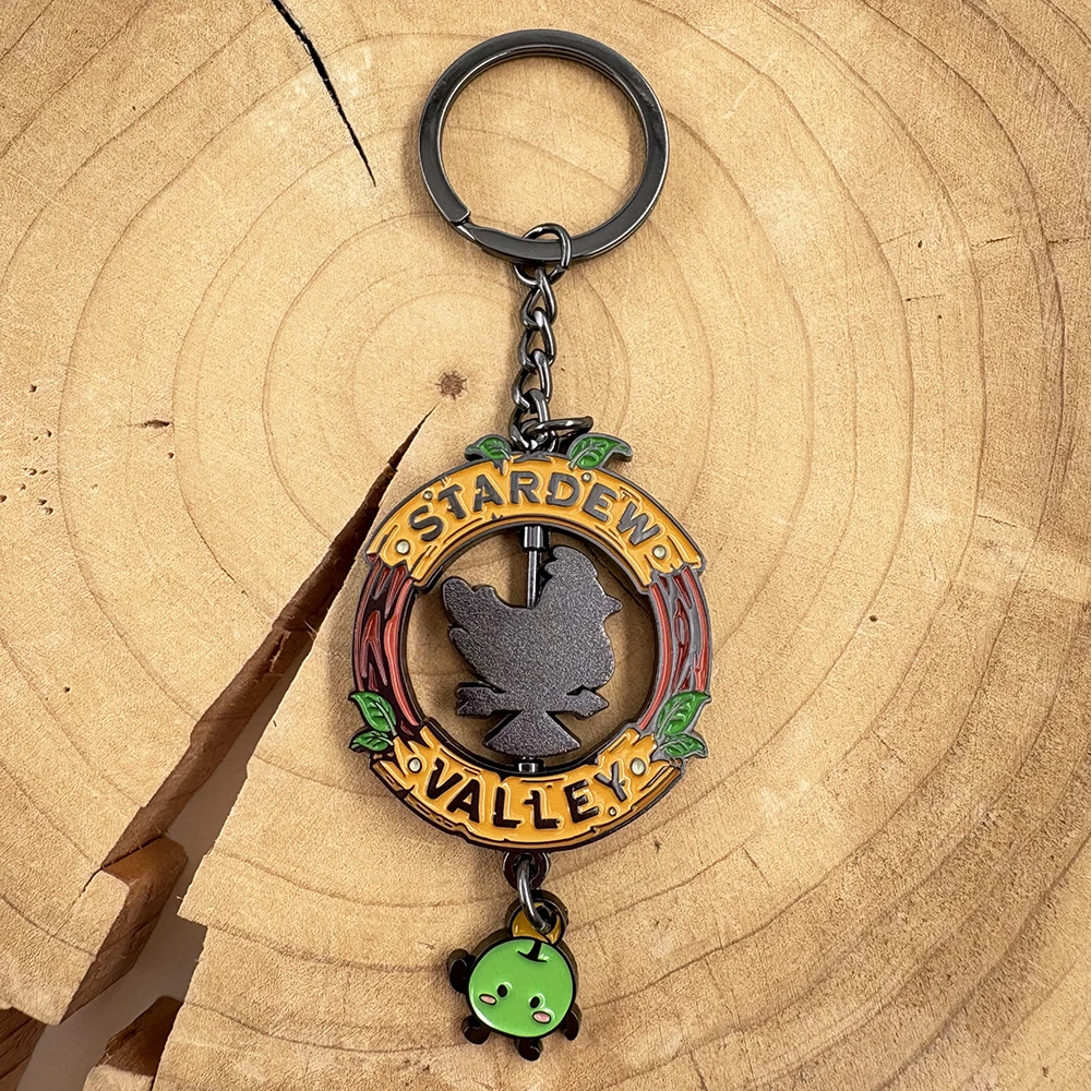 Stardew Valley بكسل الدجاج تدوير علامة طريق Junimo أبل المفاتيح لعبة الأعمال كيرينغ الطرفية قلادة ألعاب هدية الوصول