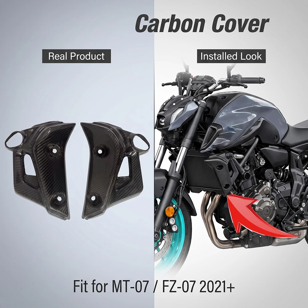 Carbon Fiber Motorcycle Side Radiator Cover Panel Cowl Fairing Accessories For Yamaha MT-07 FZ-07 MT07 FZ 07 2021-2024
