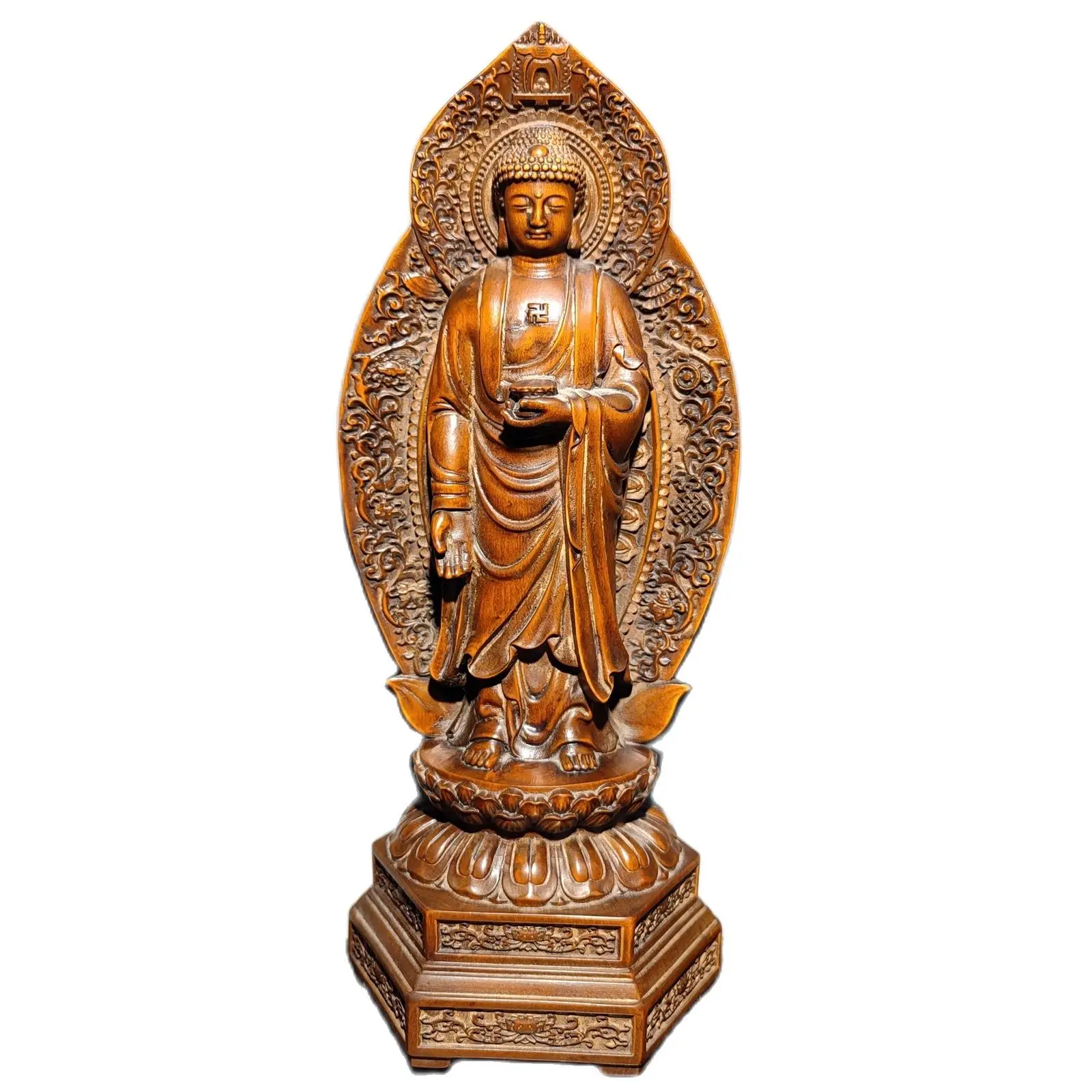 

Old Tibet Buddhism Sakyamuni Medicine Buddha Statue wooden statue carving decor souvenir amusing