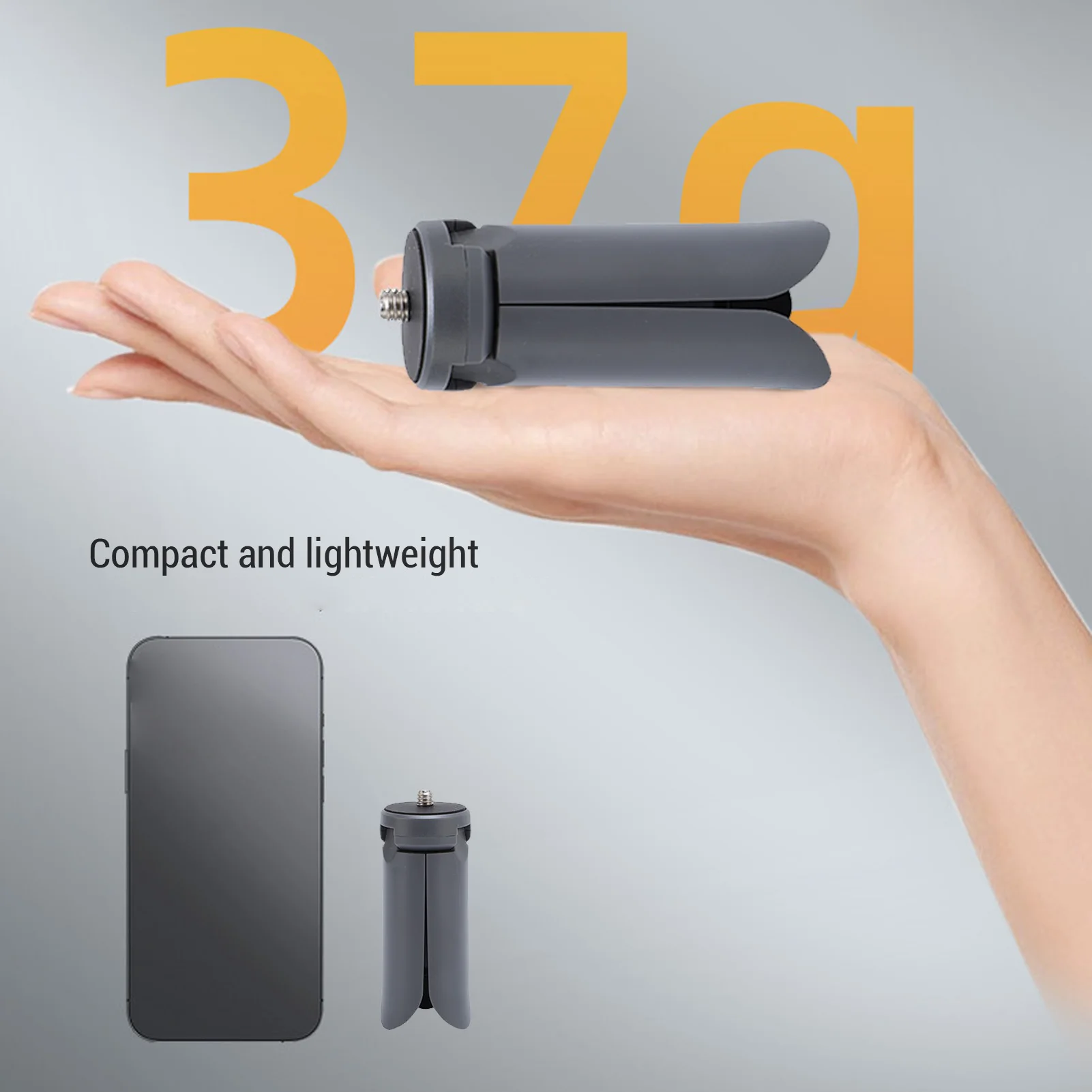 Supporto per treppiede Dimensioni palmo Forte capacità di carico Treppiede per fotocamera Leggero filettatura da 1/4 di pollice pieghevole Grigio per POCKET 3