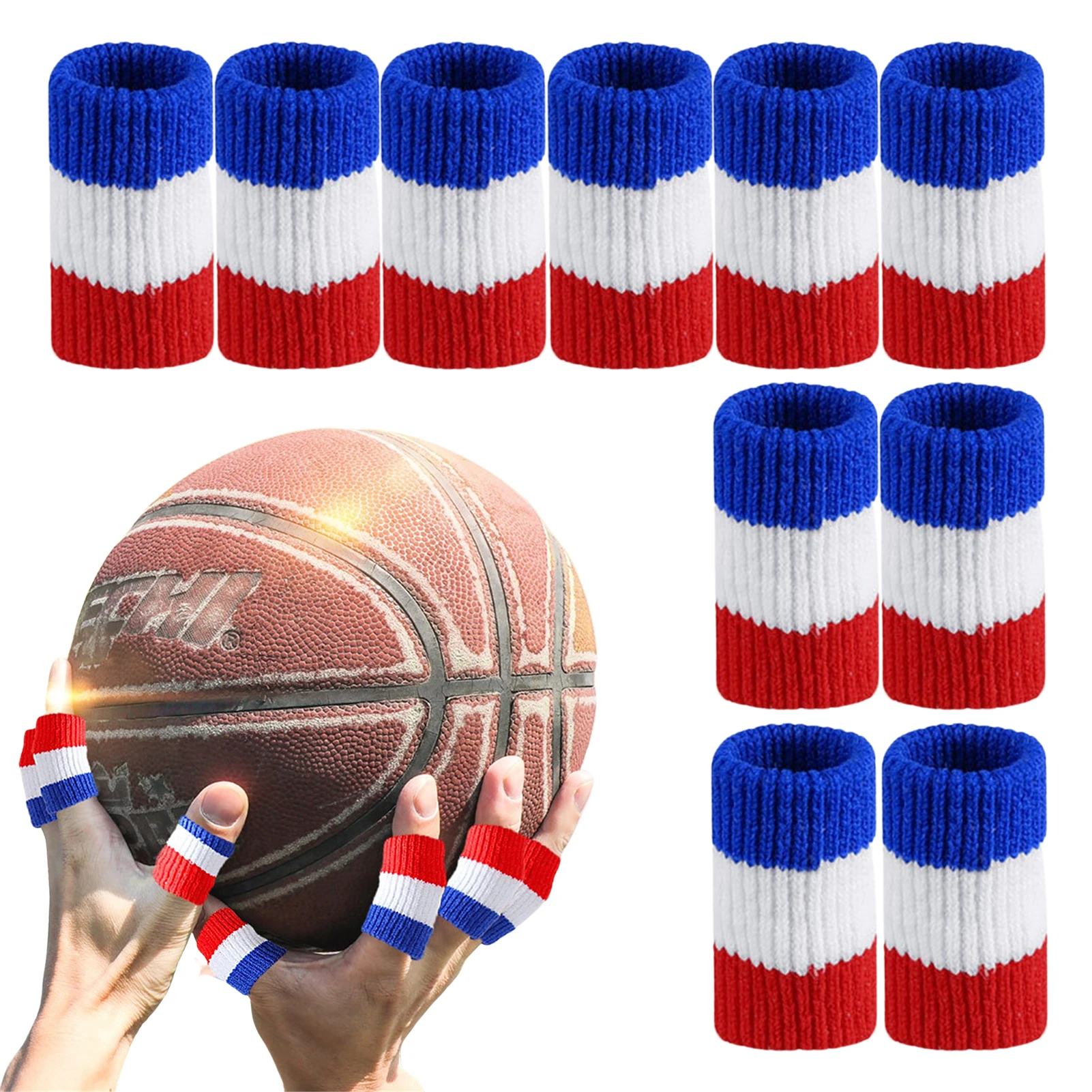 10PCS Elastic Finger Sleeves Basketball Sports Safety stretchable Thumb Brace Protector For Volleyball Badminton Gym Health Care