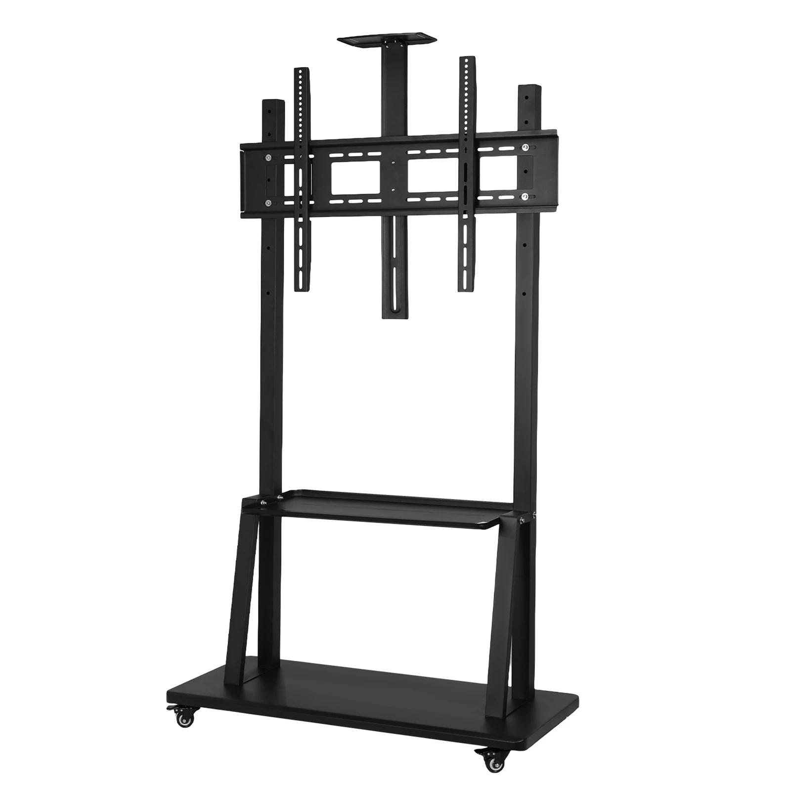 حامل تلفزيون عالمي قائم على الأرض ارتفاع قابل للتعديل حامل تلفزيون أرضي مع عجلات لغرفة المعيشة/المكتب/الخارج #6