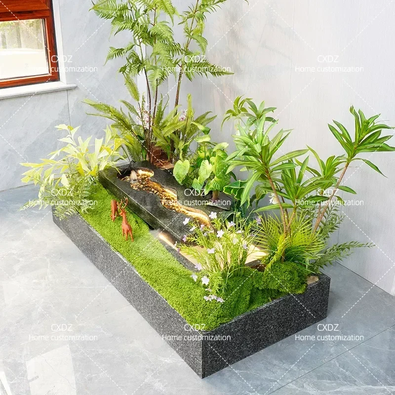 Outdoor Finished Fish Pond Flowing Water Feature Ornament for Living Room Balcony Circulating Water Pool Landscape Flower Box