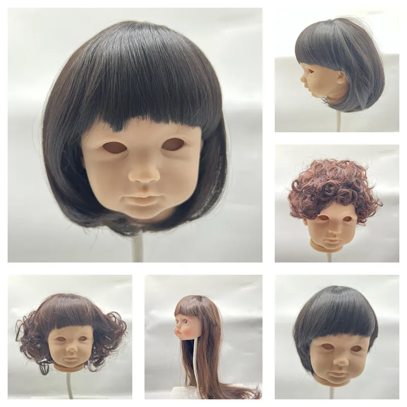 Short Brown Hair Wig for Reborn Doll BJD Doll Fashion Curly Hair Fits Doll Head Circumference About 37cm/40--44cm DIY Doll Hair