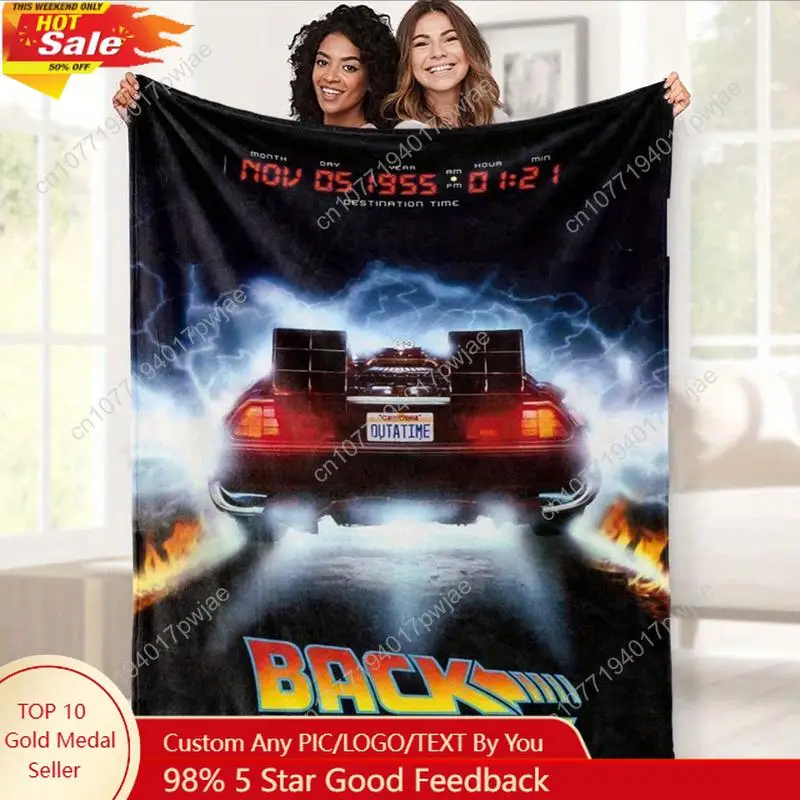 

Back to the Future themed pattern blanket flannel soft comfortable suitable all seasons multifunctional Custom blankets