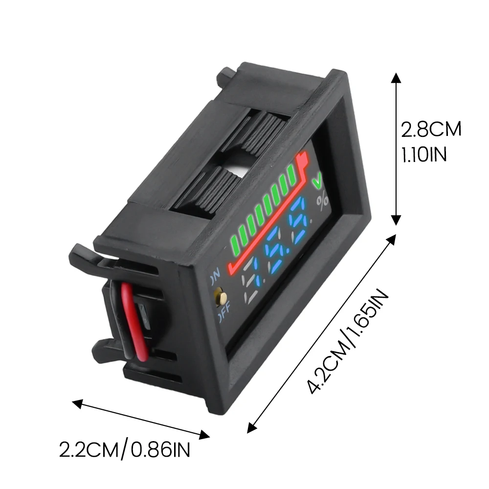 Car Battery Charge Level Indicator 12V 24V 36V 48V 60V 72V Lithium Battery Capacity Meter Tester Display LED Tester Voltmeter