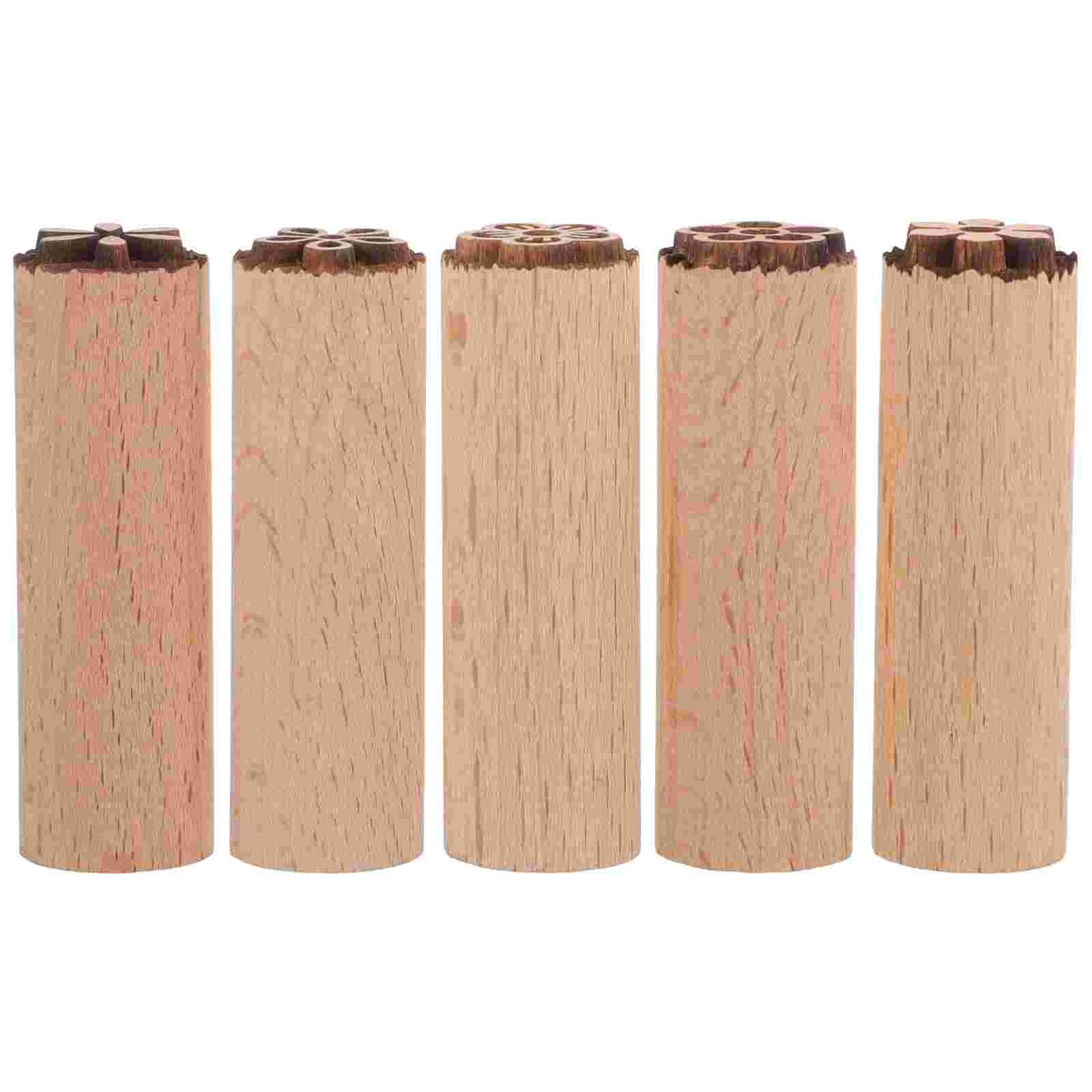 

5 Pcs Wood Texture Stamp Craft Stamps for Clay Kids Natural Multi-function Planner Children Scrapbook Wooden