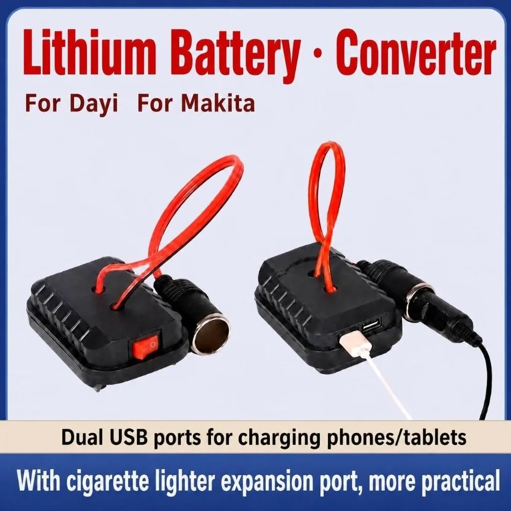 Dual USB Port Lithium Battery Converter Power Output Port Tool Battery Fit USB Charger Wired Connection for Makita for Dayi