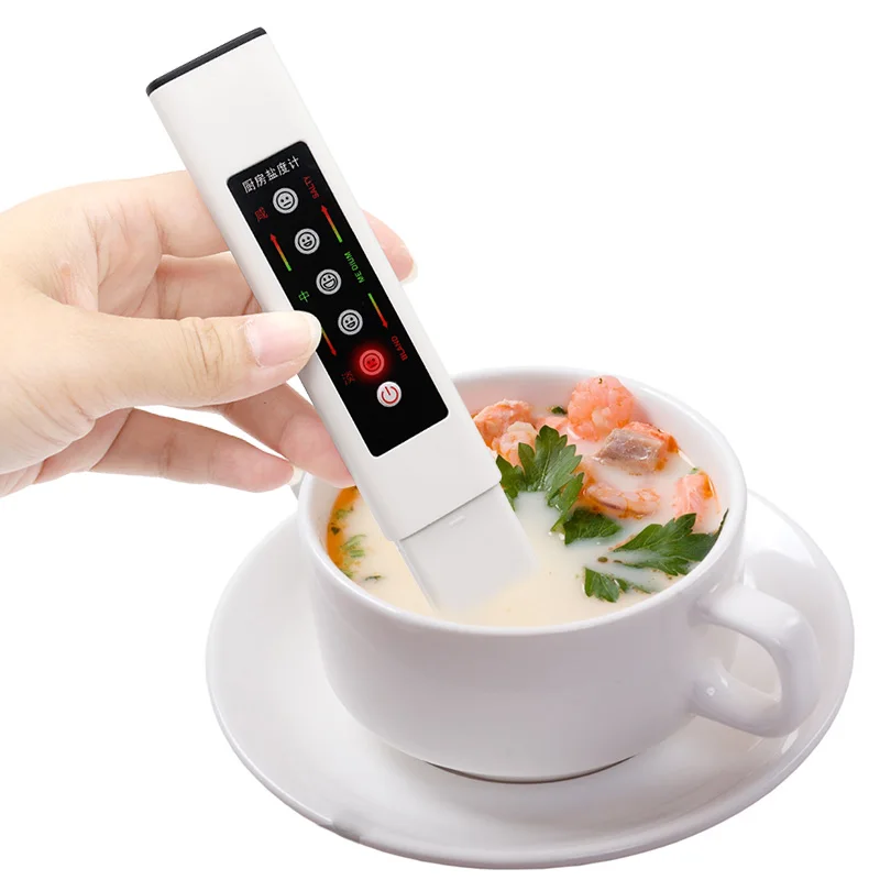 Food Salinity Tester Pen Salinometer LED Indicator Electronic Food Salt Concentration Meter for Home Kitchen