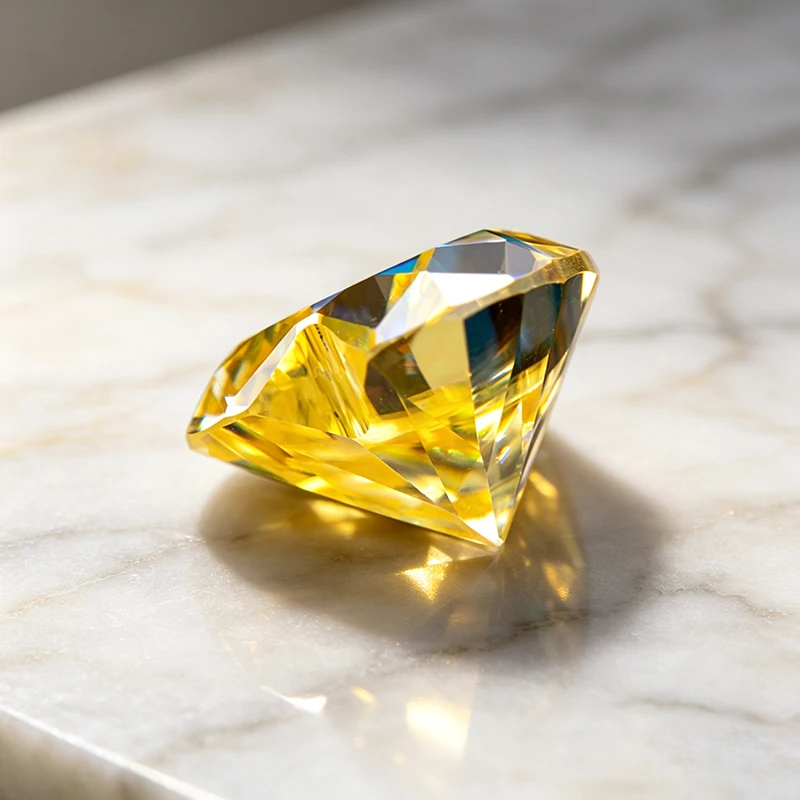 Moissanit-Stein in Zitronengelb mit Herzschliff, Edelstein für Ring-, Halsketten- und Ohrringherstellung, Besteht Diamanttester mit Zertifikat – Detail 4
