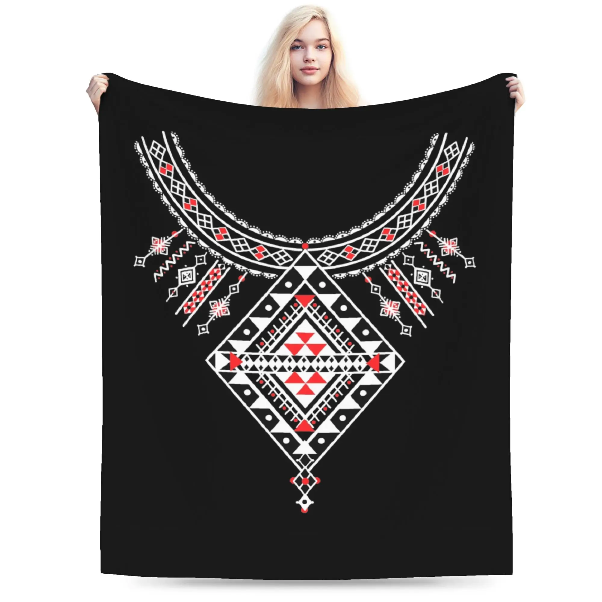 Custom 3D Print Kabyle Pottery Blankets Comfortable Soft Flannel Africa Amazigh Ethnic Throw Blanket for Couch Home Bedroom