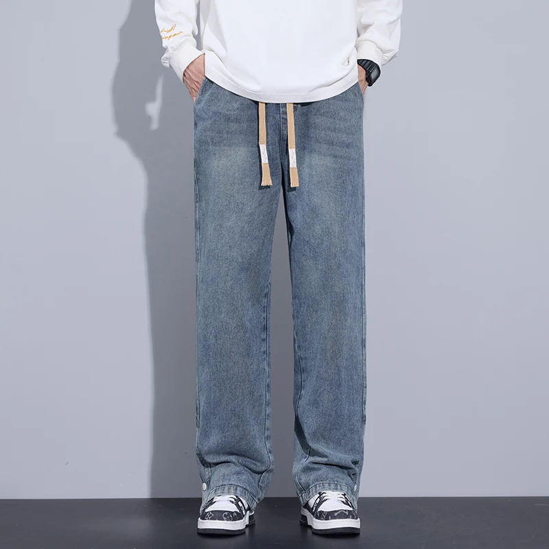 S-3XL Teenage Jeans Appear Slim and Loose Fitting Casual and Versatile Sportswear Pants Straight Leg Trendy Jeans