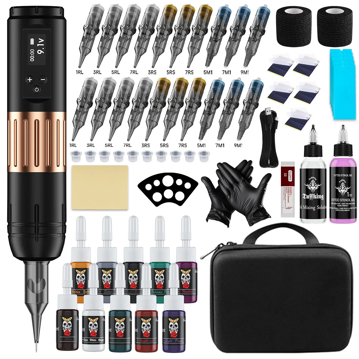 المبتدئين عبر الحدود آلة الوشم شاشة LED عرض بطارية لاسلكية القلم الوشم مجموعة المعدات أداة الوشم إبرة متكاملة
