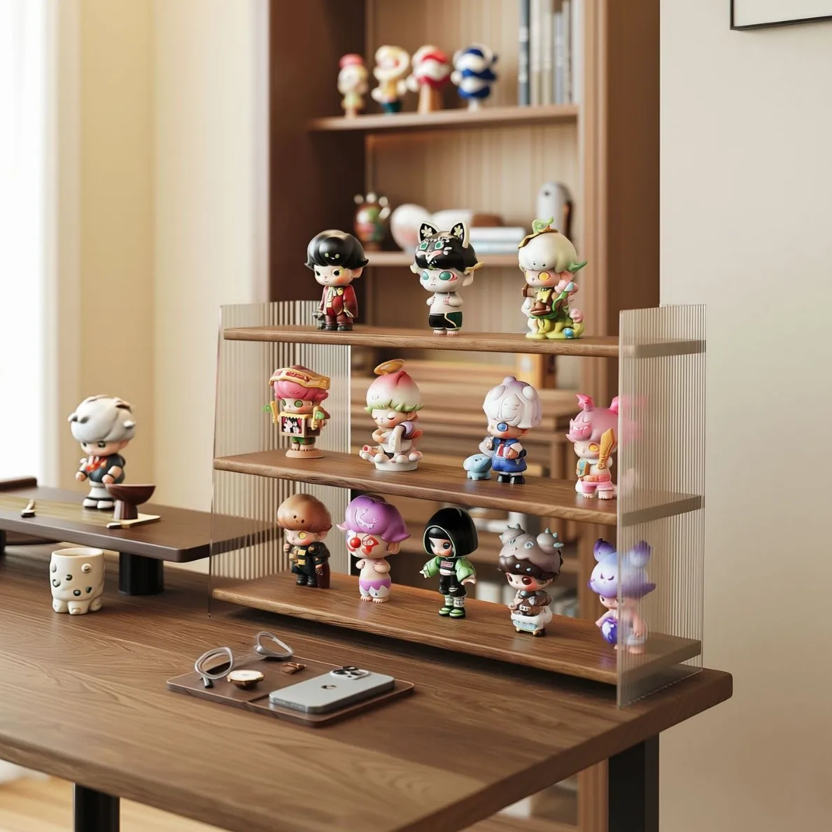 Desktop storage Solid wood household multi-layer shelves Office countertop storage Dormitory simple storage cabinet