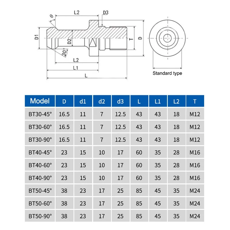 SHAZAM BT30/40/50 CNC Tool Handle Full Bright Pull Nail Machining Center Pull Nail Through-Hole Water Outlet 45/60/90 Degree