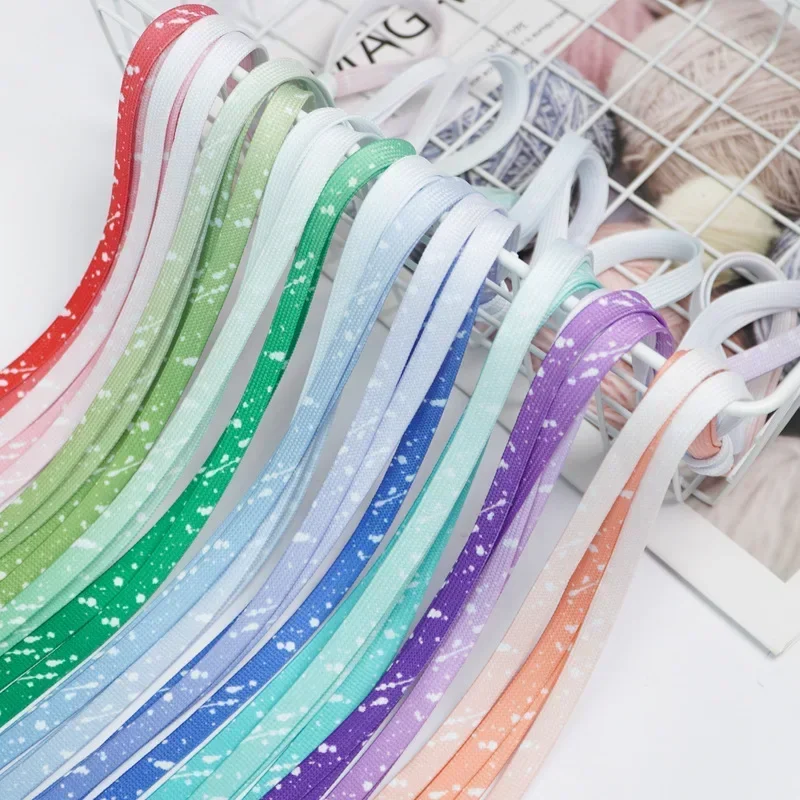 Splash Ink Printing Flat Shoelaces Gradient Colorful Shoelace for AF1 Women Men Sports Casual Basketball Canvas Shoes Shoe Laces