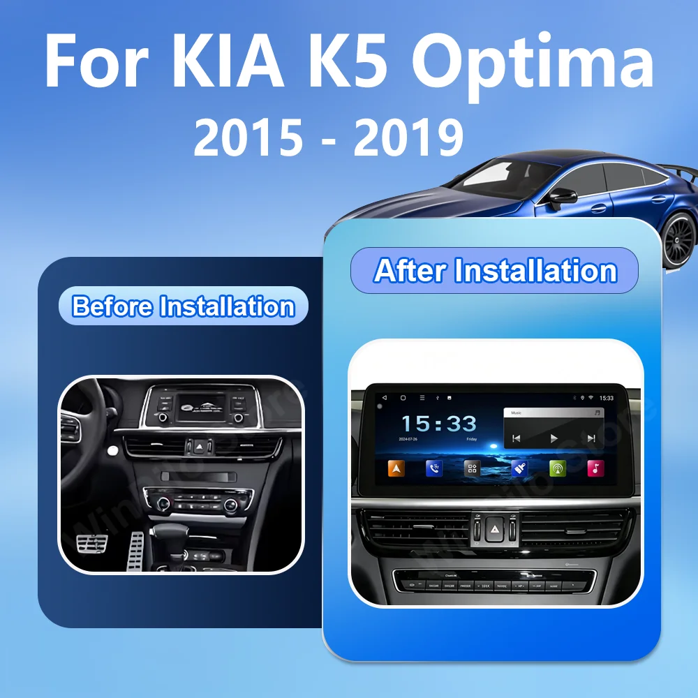12.3“Android 16 Car Radio CarPlay For KIA K5 Optima 2015 2016 2017 2018 2019 Auto Multimedia Player GPS Navigation Bluetooth 4G
