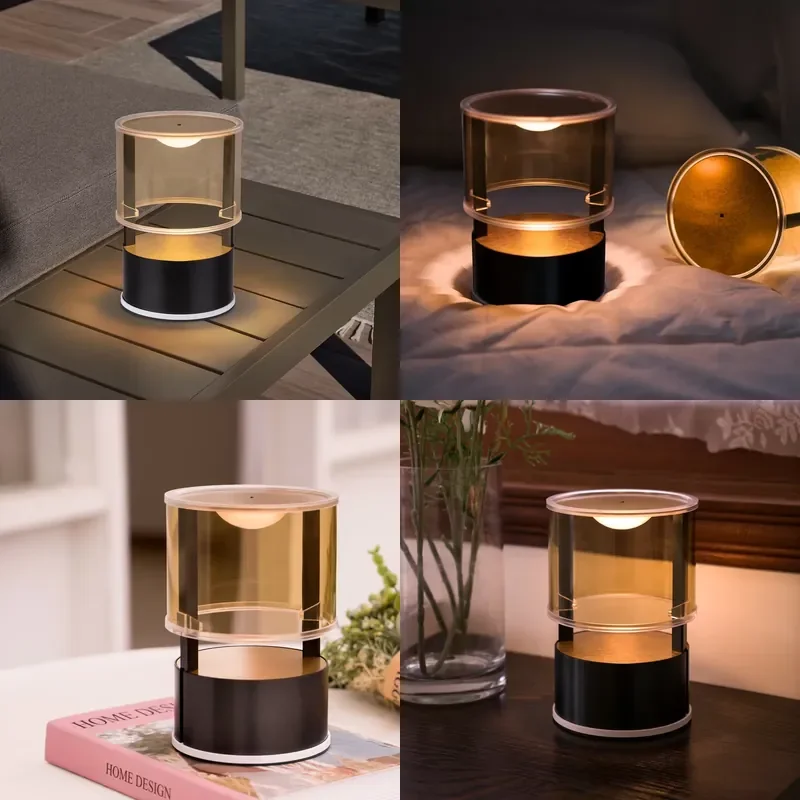 Modern 4000mAh Rechargeable Table Lamp Cordless Acrylic Small Light Gesture Sensor Dimmable LED Night Light Battery Powered