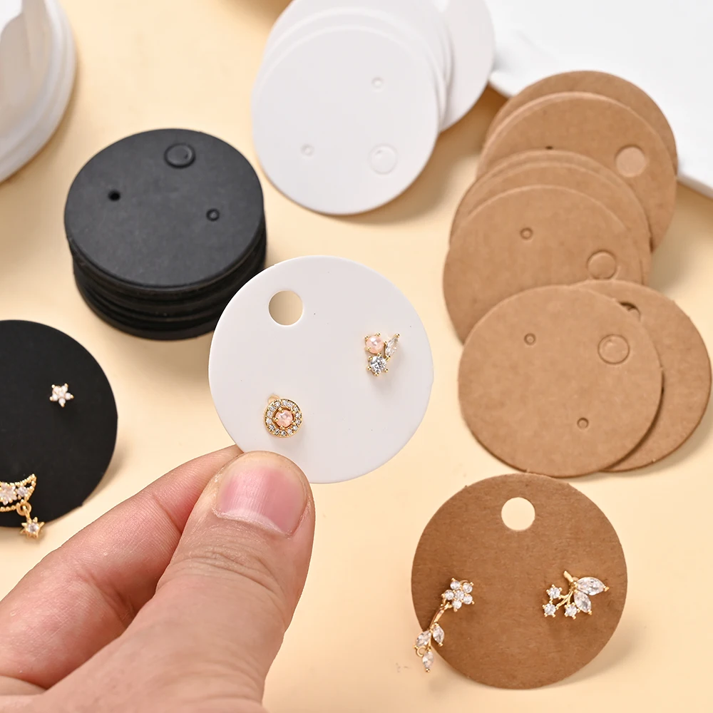 100 Stück Runde Ohrring-Displaykarten mit Ziplock-Beutel, 4cm Papierkarten und Klaren OPP-Plastikbeuteln für Ohrring-Schmuckverpackungen – Detail 4