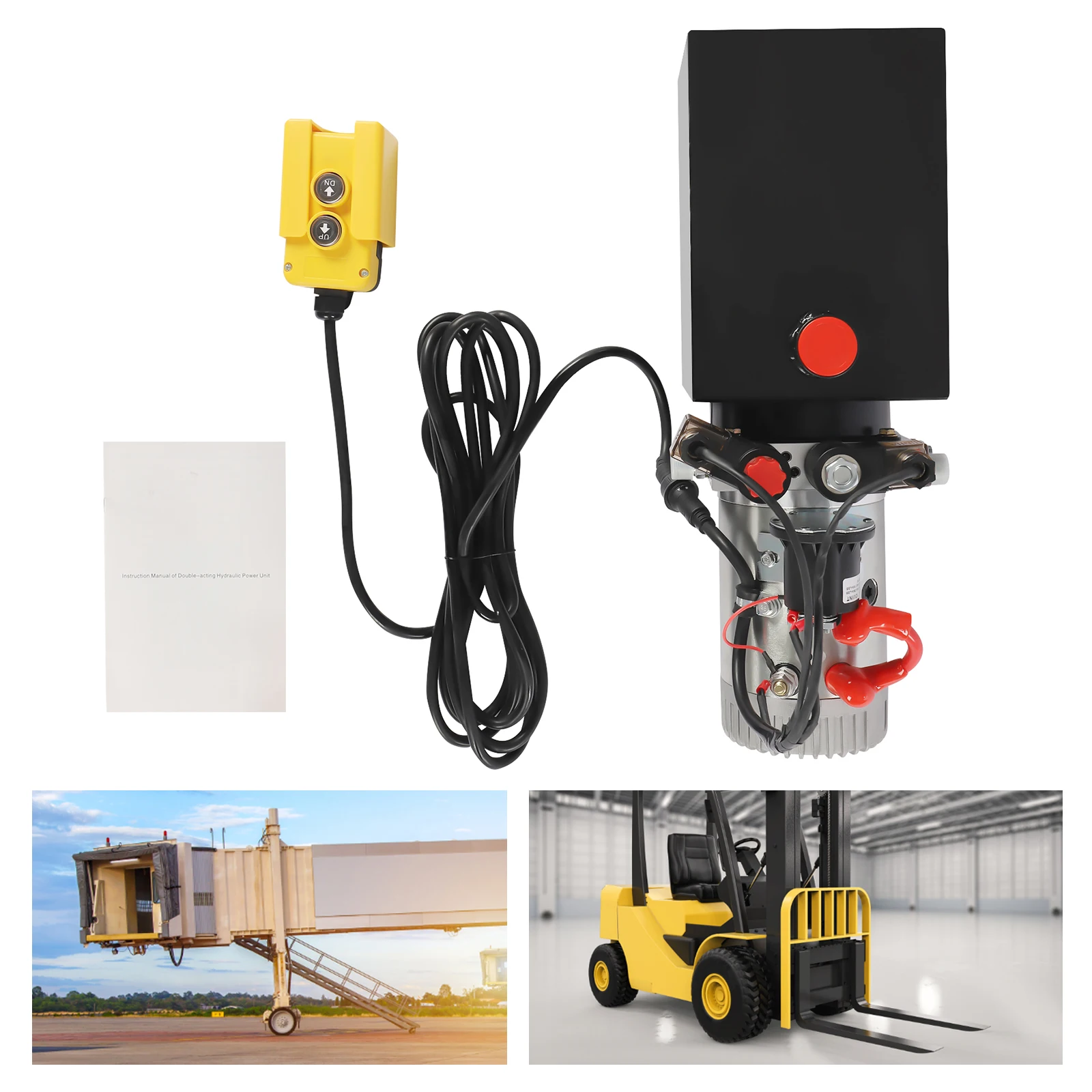 

6 Quart 16*16*48cm Black&Silver Double Acting Hydraulic Electric Pump Horizontal Remote Power Unit 2850R/MIN