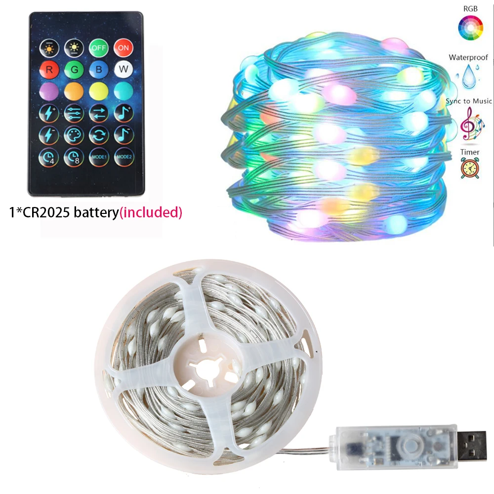 10M RGB Fairy LED Lights DIY Smart APP Bluetooth-compatible USB String Lamp Outdoor Remote Control Home Corridor Garland Decor