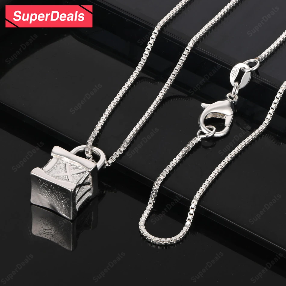 

SuperDeals 16-30 Inch 925 Sterling Silver Square Roman Numeral Pendant Necklace Fashion Trend Jewelry Anniversary Party Gift
