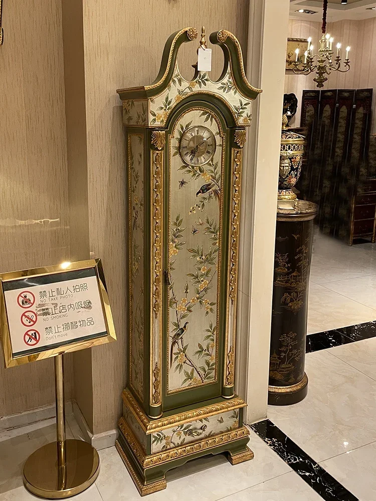 French Villa Luxury Decorative Classical Art Paillette Hand Painted the Grandfather Clock Living Room