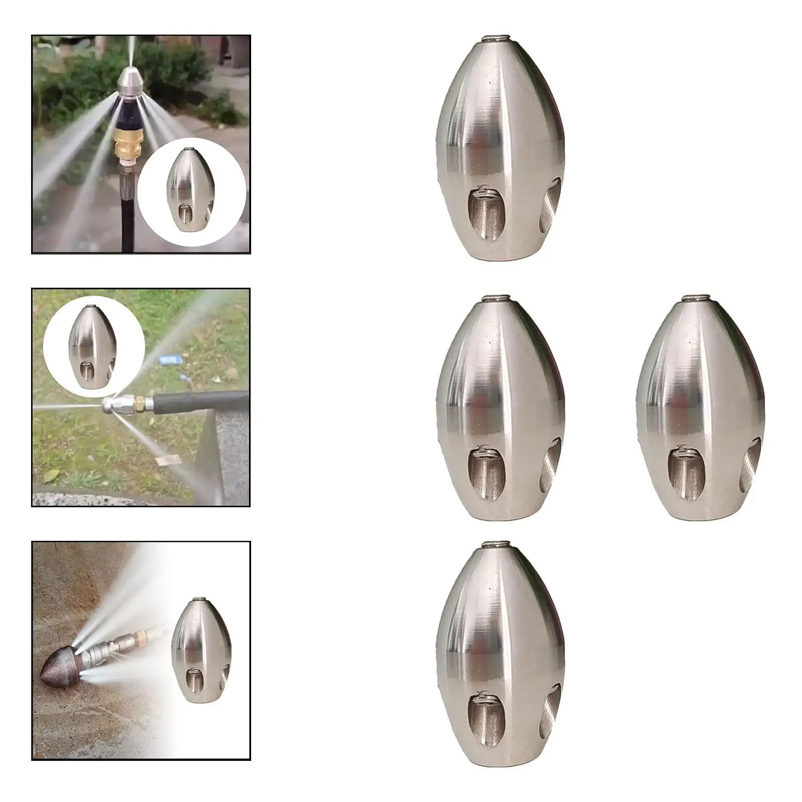 

High Pressure Hose Nozzle Steel Sewer Cleaning Nozzle Easy Install Pipe Spray Nozzle for Garden Drain Unblocking