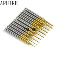 High quality 10pcs / lot Titanium Nitride Coated Carbide PCB CNC Drill Bits Router 1.0mm