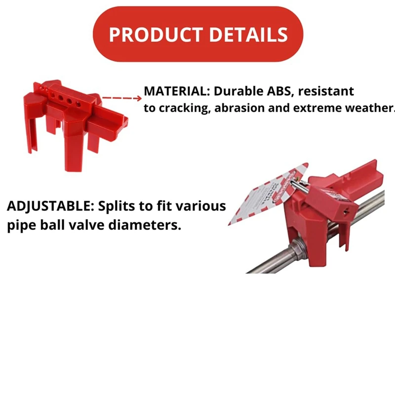 AB15-Ball Valve Lockout With Padlock For 1/2In-2-1/2In Outside Diameter Pipe - Design Prevents Accidental Activation