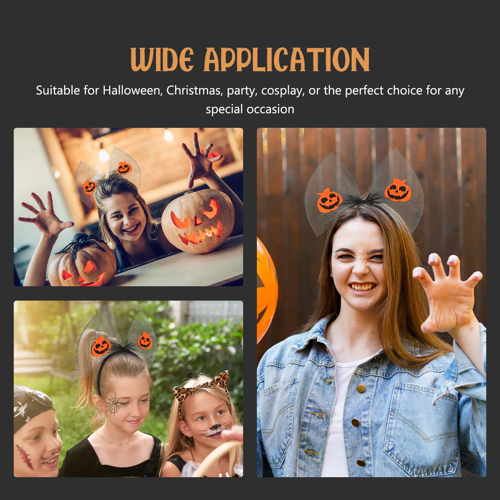 

Bow Headband Halloween Hair Accessory for Adults Clown Themed Pumpkin Headbands