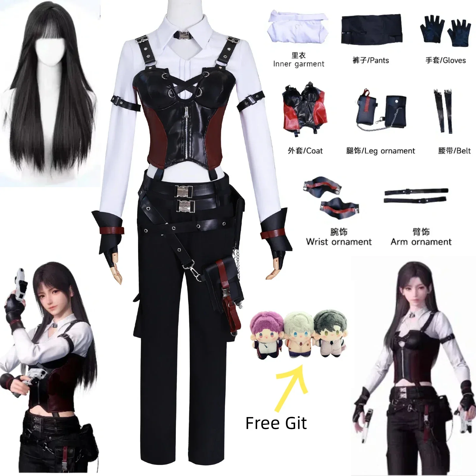 

Anime Love And Deepspace Hunter Hunter Hallowmas Costume Wig Pantsuit Cosplay Love and Miss Deep Space Thunder Dress Adult