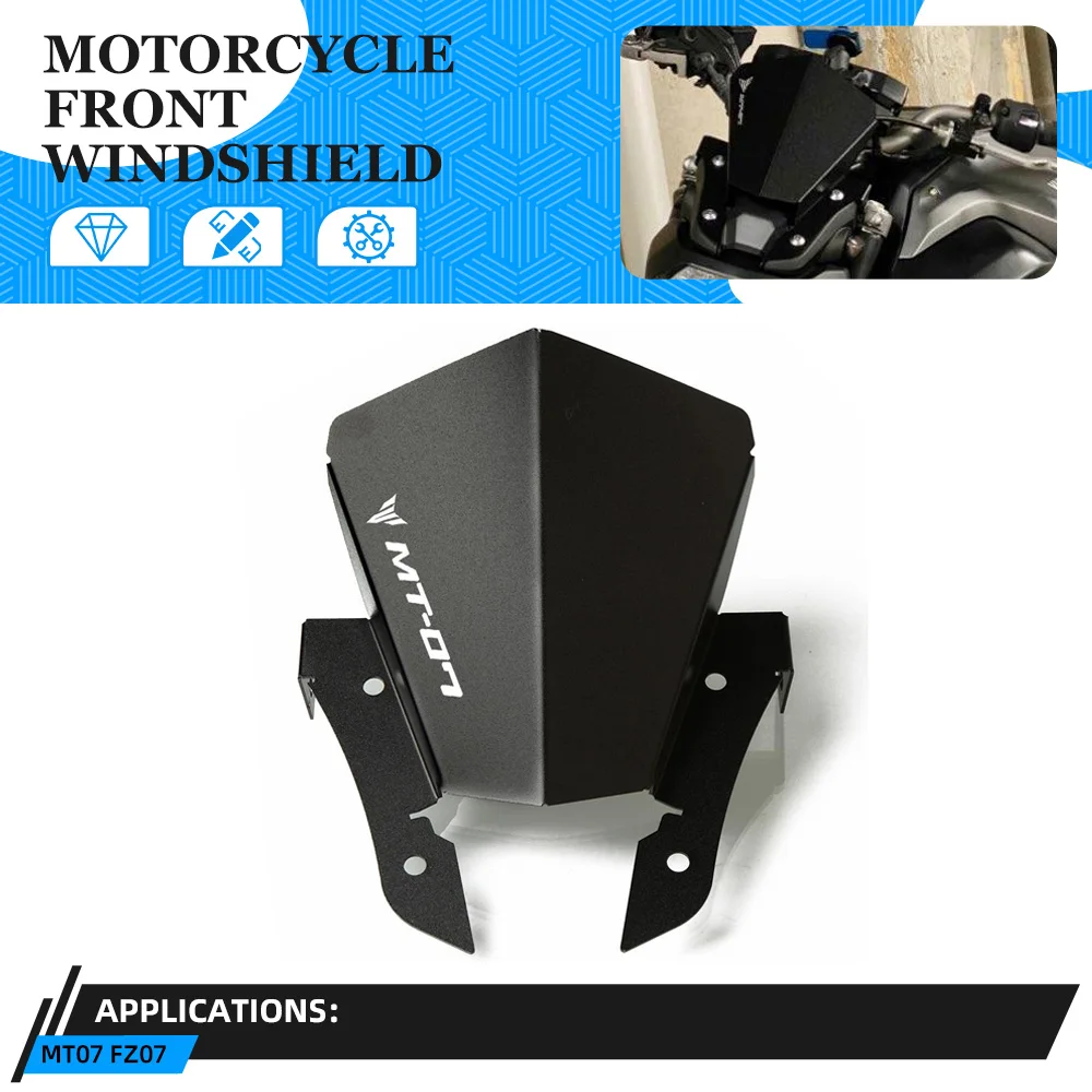 Mt07 fz07 motorrad zubehör windschutz scheibe windschutz scheiben lenker teile für yamaha MT-07 FZ-07 mt fz 07 2013 2014 2015 2016 2017