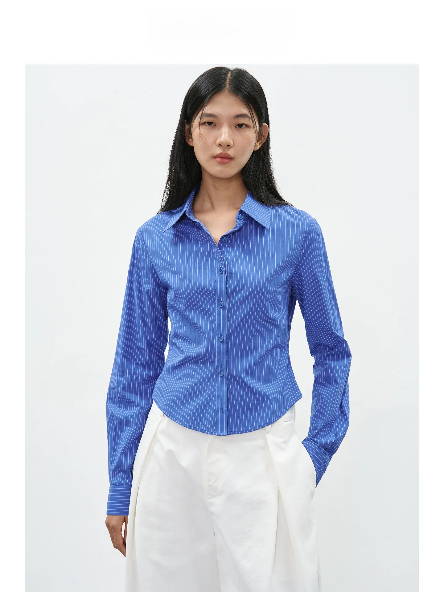 

EIGHTHMONTH Women's Slim Fit Striped irt Spring Commute Sle Turn-down Collar Casual Breathable Long Sve Top