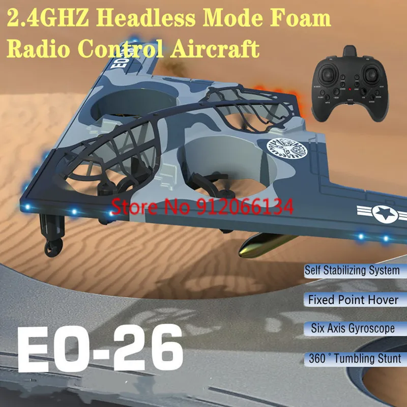 B2 Appearance 6-Axis Gyroscope Headless Mode RC Plane AirPlane Model 360°Roll VOTL Self-Stabilize Turbofan Radio Control Fighter