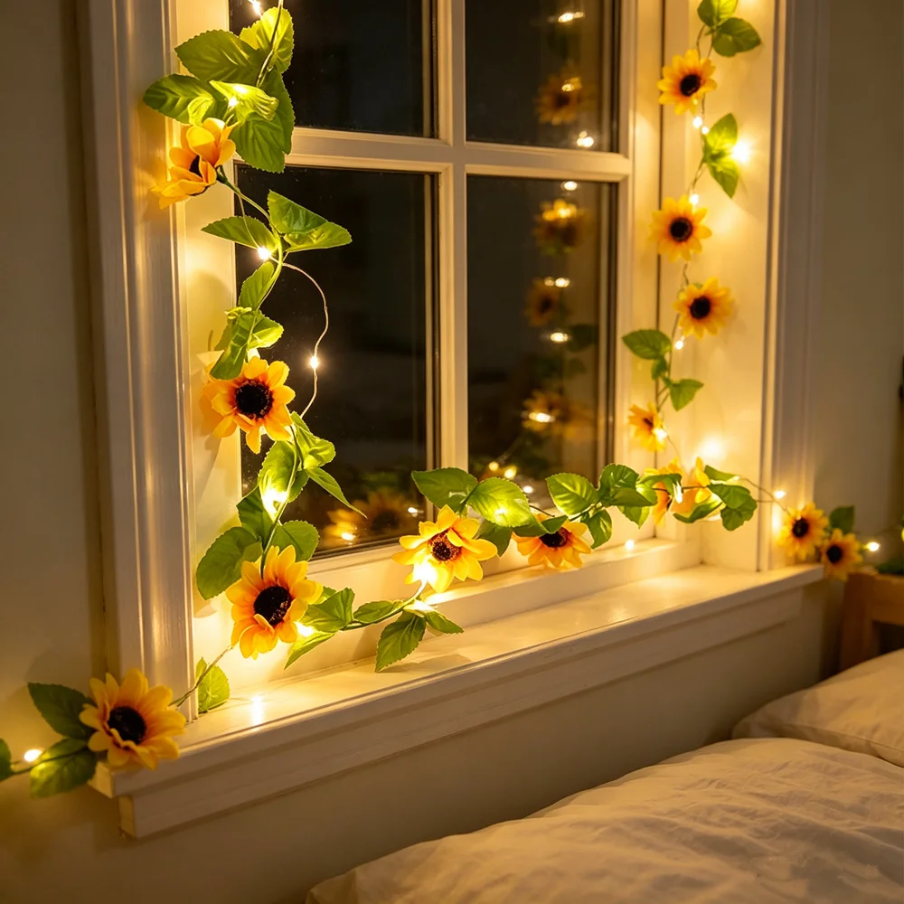 

2M/5M LED Wall Patio String Lights Christmas Wedding Green Leaf Garland Fairy Light Battery Garden Decoration for Home Bedroom