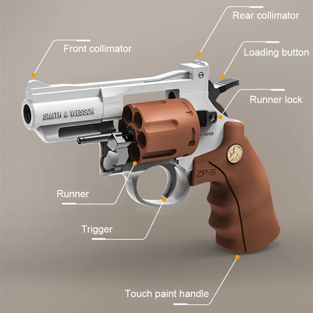 Revolver ZP5 Pistol Launcher Safe Soft Bullet Toy Gun Weapon Model Airsoft Pneumatic Shotgun Pistola for Kids Christmas Gift