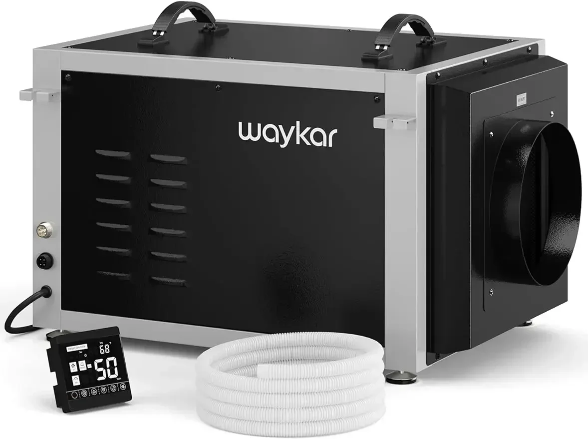 Waykar 158 Pints Crawl Space Dehumidifier, Commercial Dehumidifier with Wired Remote Control, Auto Defrosting,