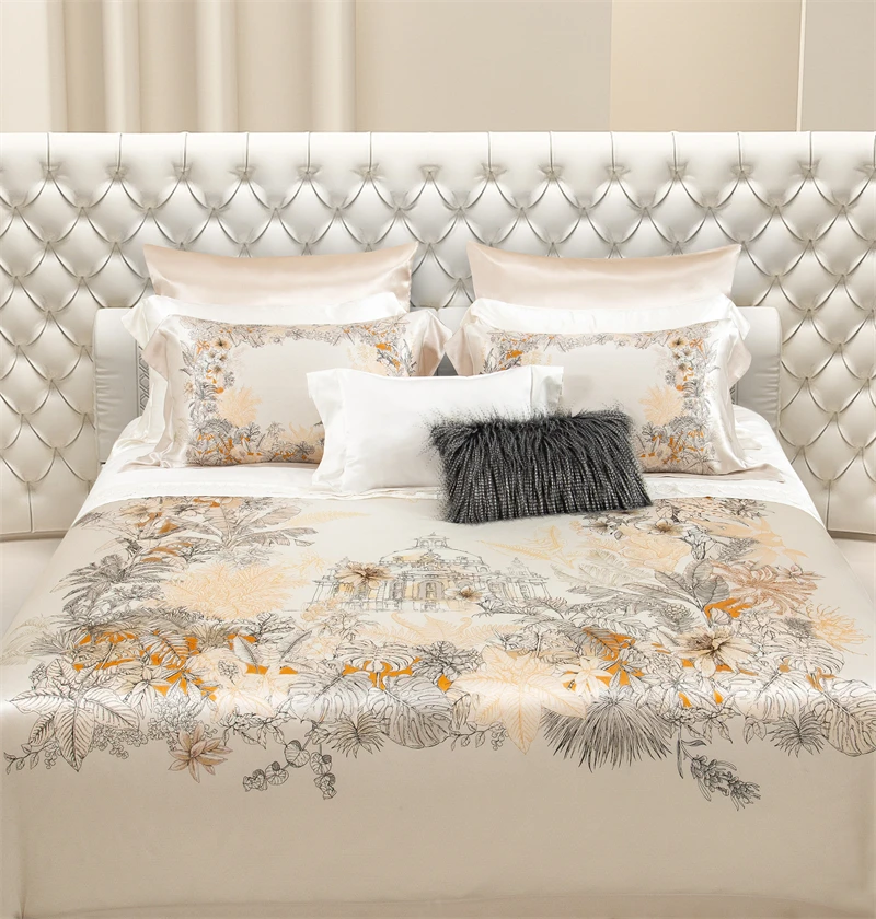 

4Pcs King size 22mm Luxury Mulberry Silk Bedding Set 100%Nature Silk Duvet Cover set Flat Bed Sheet Pillowcases