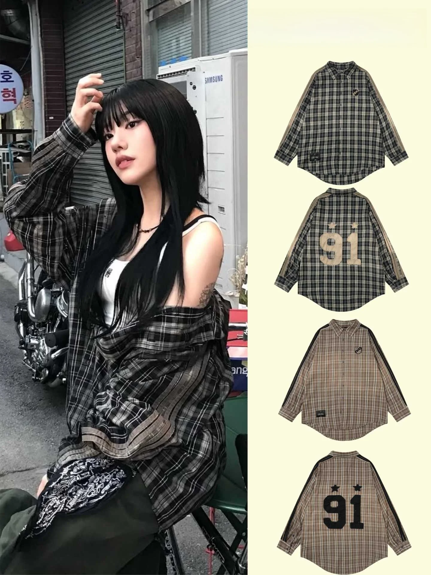 

Retro Plaid Loose Fit irt for Couples Men Women Autumn Winter Cotton Long Sve Breathable Comfortable ex Cheered irt