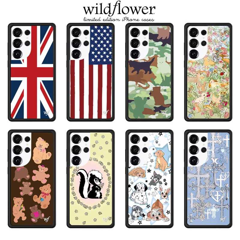 

﻿Wildflower Union Jack Flag of London UK Phone Case For Samsung S25 S24 S23 S26Ultra WF Kitten Camo shockproof Cover﻿﻿﻿﻿﻿