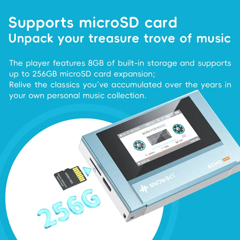 رائجة البيع FiiO SnowSky صدى Mini HiFi بلوتوث MP3 وكمان مشغل موسيقى نقي 15 ساعة تشغيل 3.5 مللي متر 4.4 مللي متر سماعات الإخراج